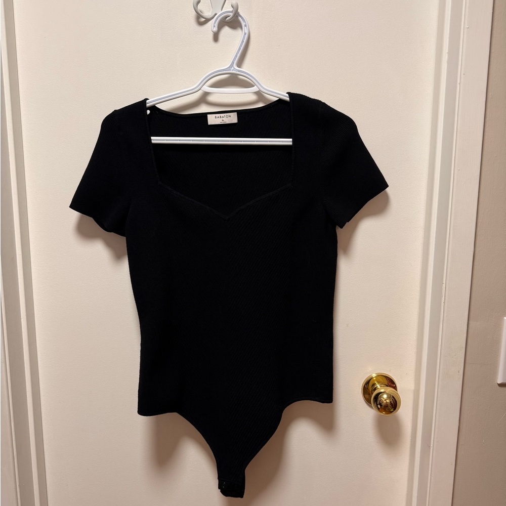 Aritzia Black Short Sleeve Bodysuit